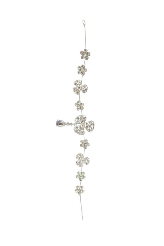 Women’s Crystal Hairband – Elegant Floral Design with Dangling Charm