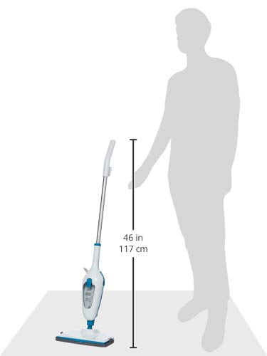 BLACK+DECKER Steam Mop, 1300W, 350ml Capacity, Superheated Steam, Microfiber Pad, 30 Sec Heat-Up, 14 Min Runtime, Chemical-Free, Safe for All Sealed Floors, ECO Friendly, White/Blue - FSMH13E10-B5