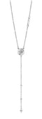 Guess Stainless Steel Zircon Embellished Engraved Logo Y Necklace - Silver