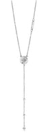 Guess Stainless Steel Zircon Embellished Engraved Logo Y Necklace - Silver