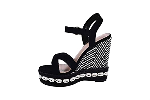 صندل Pixi Suede Shell Detail Cross Strap Wedge للنساء