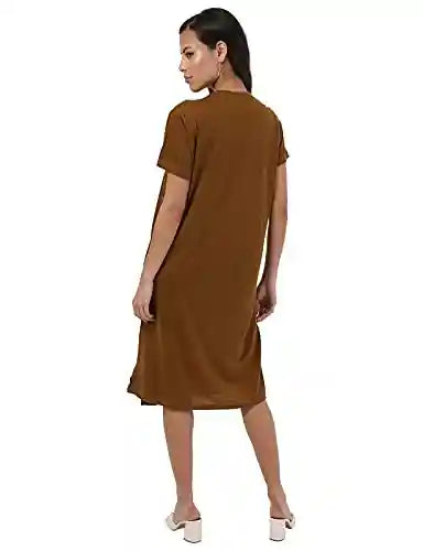 Jamila Cotton Round-Neck Short-Sleeve Side-Slits Longline Top For Women L - Safqqa Egypt