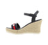 Sprox Striped Pearl Embellished Strap Side Buckle Wedges for Women