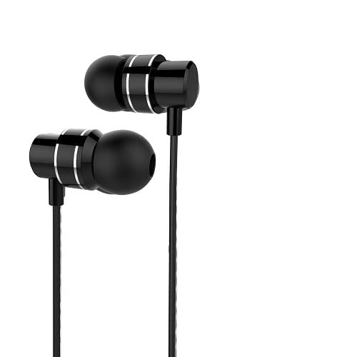 سماعة أذن معدنية Keendex kx2304 m01 مع موسيقى بيس قوي ومفتاح ضبط، 1.2م - أسود
