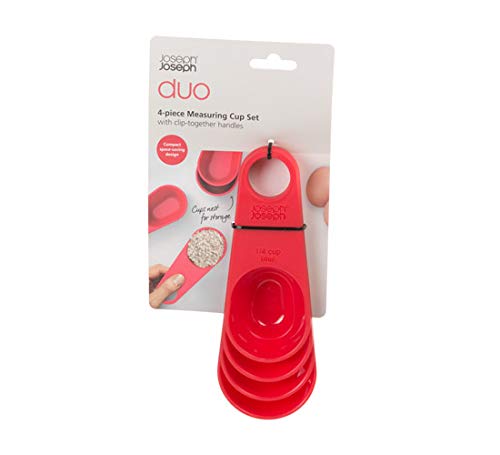 Joseph 4-piece Measuring Cup Set with clip-together handles, Red