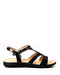 Dejavu Patterned Buckled Flat Sandal Blk-Snk