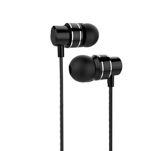 سماعة أذن معدنية Keendex kx2304 m01 مع موسيقى بيس قوي ومفتاح ضبط، 1.2م - أسود