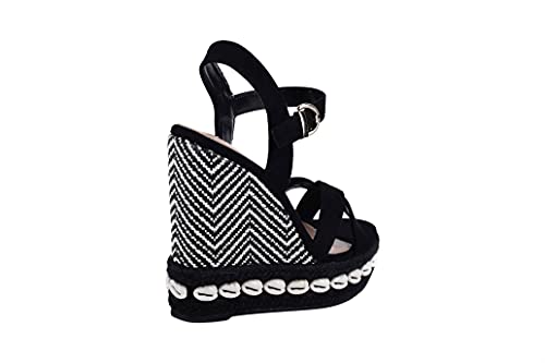 صندل Pixi Suede Shell Detail Cross Strap Wedge للنساء