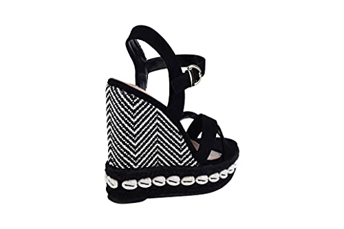 صندل Pixi Suede Shell Detail Cross Strap Wedge للنساء