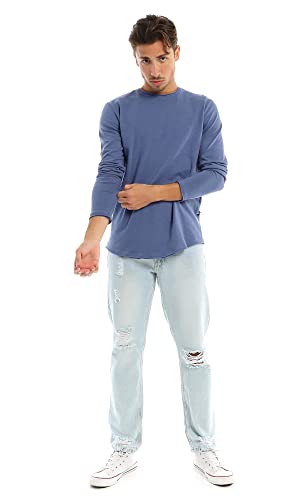 Ravin Men's Soft Plain Round Neck Long Sleeves Basic T-Shirt