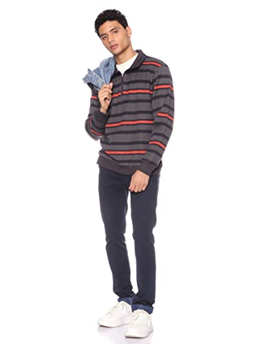 سويت شيرت مخطط للرجال من Bardis Wear، برتقالي، مقاس M 