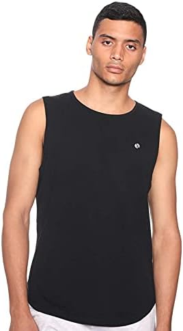 34 By Amr Diab Cotton Round-Neck Chest-Logo Muscle Tee For Men