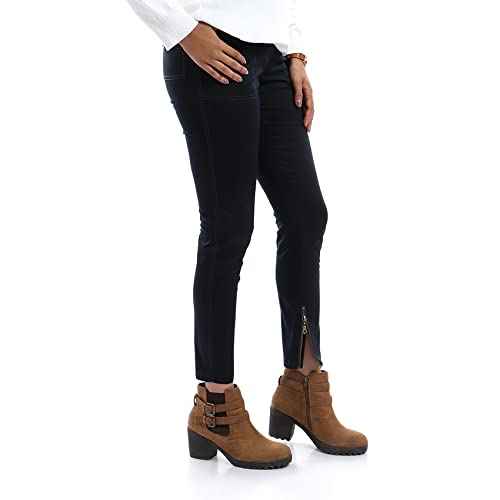 esla_ESLA - Women Zip Hem Straight Fit Pants_Dark Blue_size 38 - Safqqa Egypt