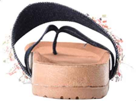 Deeda Women's Faux-Leather Thong Slippers with Tassel Detail - Navy and Pink - Safqqa Egypt