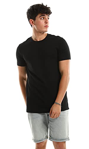 Ravin Men's Ribbed Crew Neck Solid Basic Cotton T-Shirt