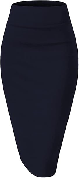 Sweet Hearts Women Below Knee Bodycon Skirt Navy