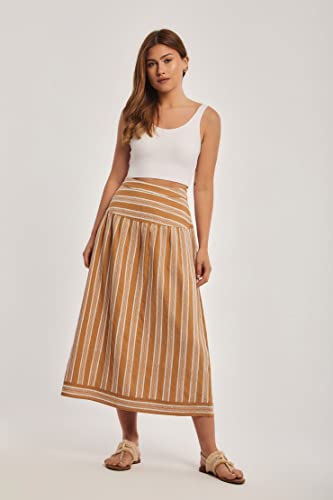 DALYDRESS Womens Fancy Full Embroidered Waist Fitted Skirt
