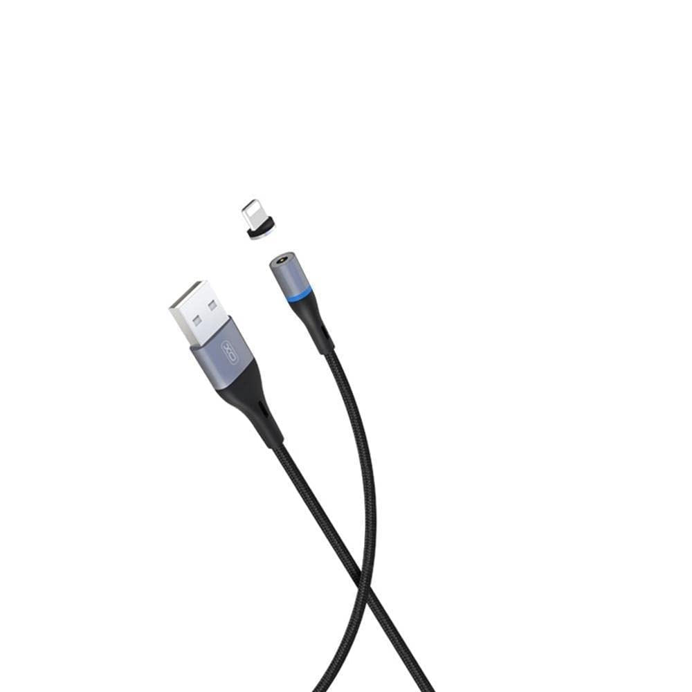 XO NB125 Magnetic LED Aluminium Lightning Cable - 1M - Black