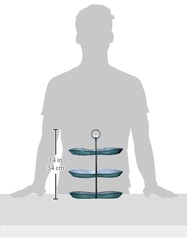 صينية تقديم مكونة من ثلاث طبقات من Harmony مصممة لتقديم الحلويات، الفواكه، الوجبات الخفيفة، أو المقبلات بطريقة أنيقة. مصنوعة من الزجاج الشفاف مع مقبض فضي متين