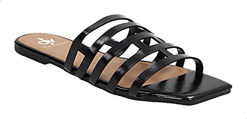 Dejavu Strap Square Toe Slides For Women Lightweight and easy to wear: Perfect for daily activities or casual outings. the box is cut off