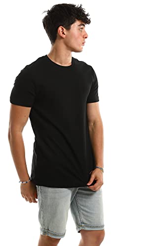 Ravin Men's Ribbed Crew Neck Solid Basic Cotton T-Shirt