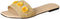 Deeda Women’s Faux-Leather Slide Slippers with Stitched Flower Detail