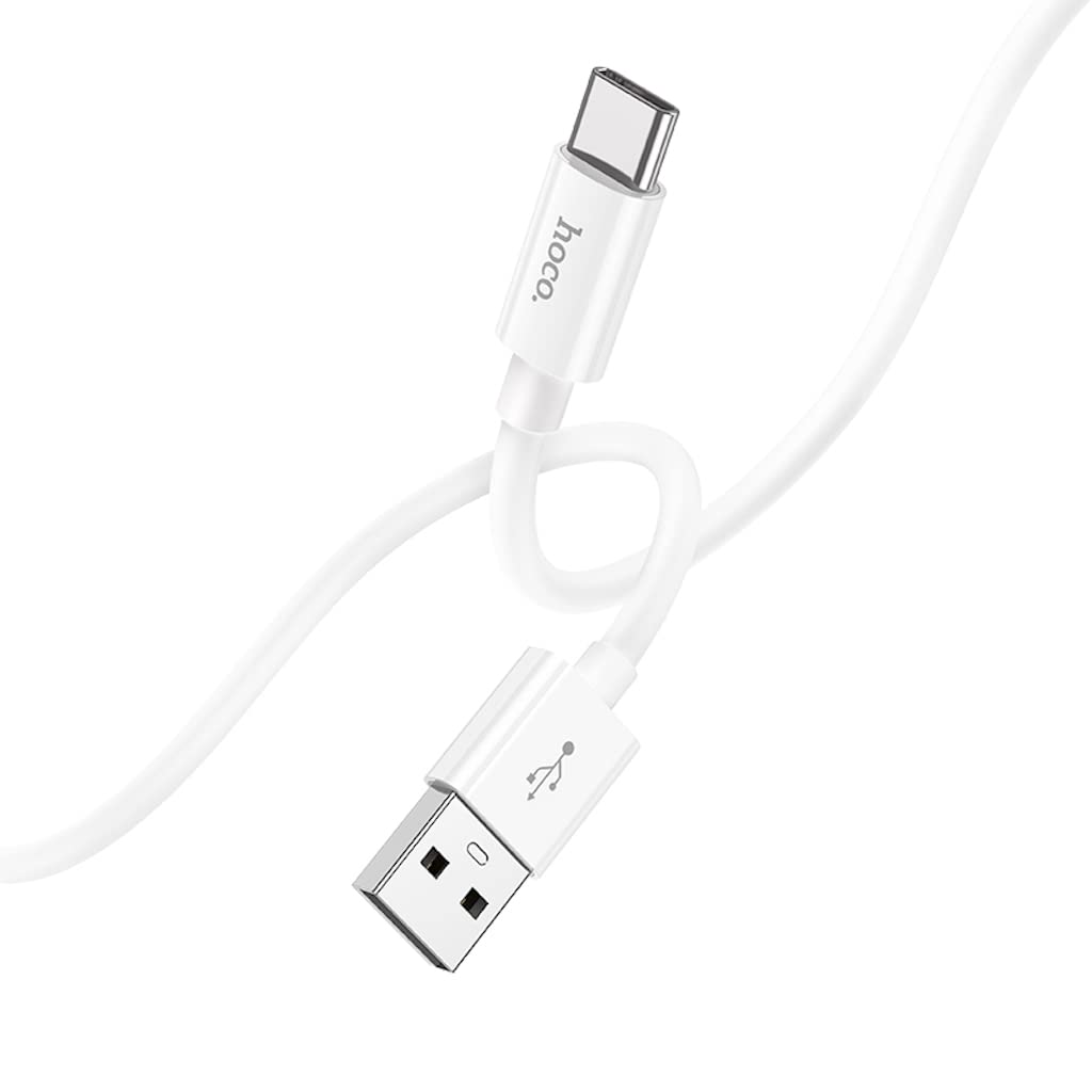 Hoco X87 - Magic Silicone Charging And Data Transmittion Cable (3A - 1M), USB-C Plug Compatible With Samsung Huawei Xiaomi Oppo - White