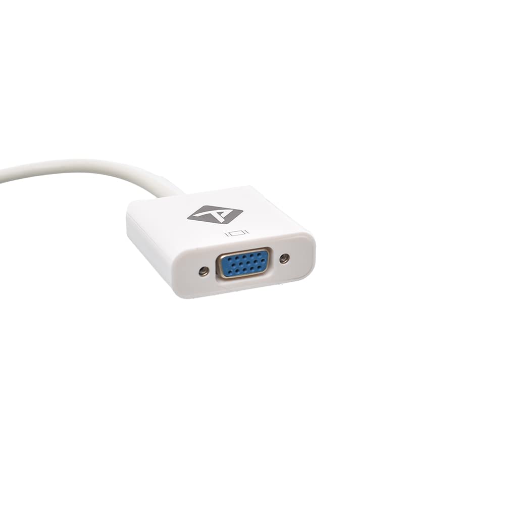 كابل محول فيديو منفذ HDMI 1080 بكسل ذكر الى VGA انثى مزود بصوت ومناسب للكمبيوتر وجهاز الدي في دي والتلفزيون عالي الدقة HD 20 سم [ابيض]