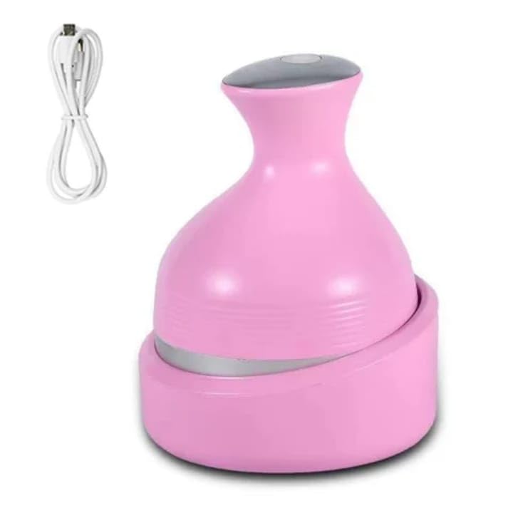 Head Massager Electric Scalp – 4 Kneading Nodes with 4-Speed Settings for Relaxation, Hair Growth & Pain Relief – Handheld, Rechargeable & Portable Massager for Full Body Use (Pink)