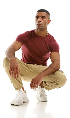 Ravin Men's Ribbed Crew Neck Solid Basic Cotton T-Shirt