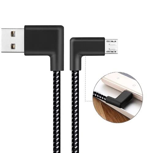 كابل شحن Keendex KX1795 USB 2.0 ذكر إلى Micro 5 Pin 90-Degree Male - 1 متر - أسود وأبيض 