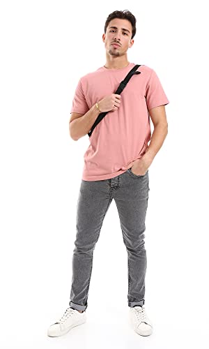 Ravin Men's Ribbed Crew Neck Solid Basic Cotton T-Shirt