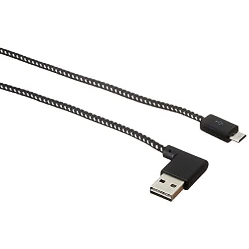 كابل شحن Keendex KX1795 USB 2.0 ذكر إلى Micro 5 Pin 90-Degree Male - 1 متر - أسود وأبيض 