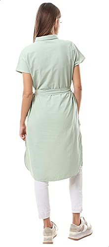 Ravin Waist-Tie Short Sleeves Striped Longline Shirt for women