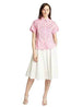 Polka Dot Cotton Short-Sleeve Rounded-Hem Button-Down Shirt For Women - Safqqa Egypt