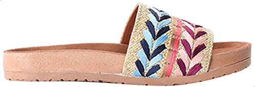 Deeda Faux-Leather Embroidery Detail Slide Slippers for Women - - Safqqa Egypt
