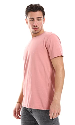 Ravin Men's Ribbed Crew Neck Solid Basic Cotton T-Shirt