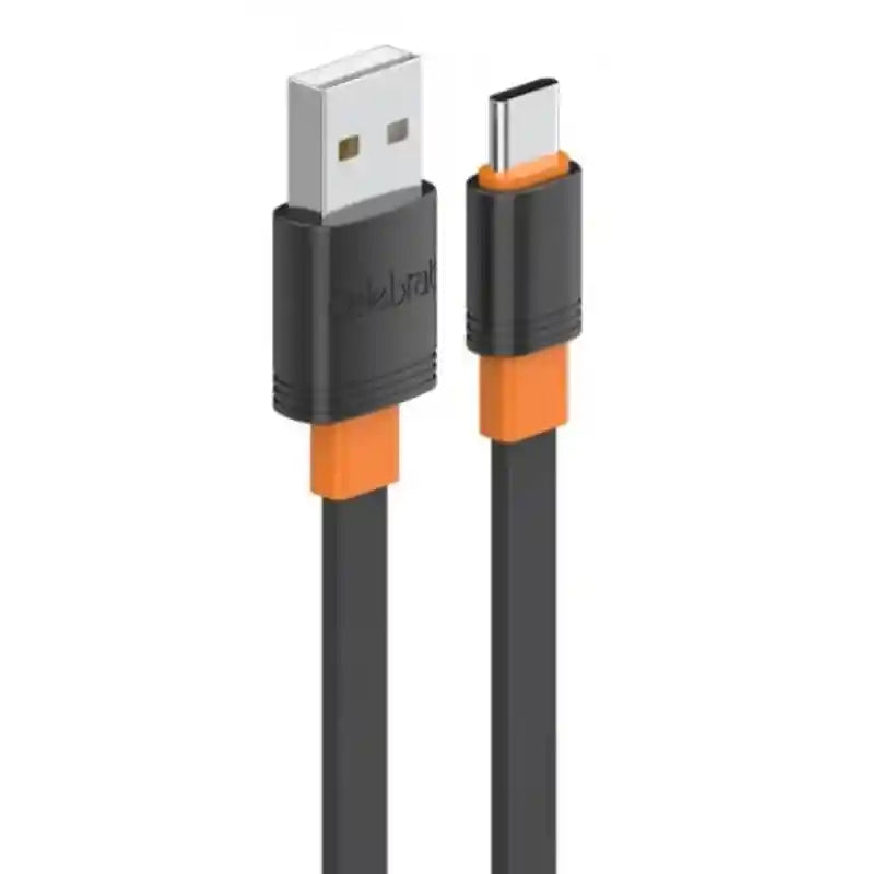 Celebrat CB-33 USB to Type-C Cable – 3A Fast Charging, 480Mbps Data Transfer, 1M Flat Tangle-Free Design – Black - Safqqa Egypt