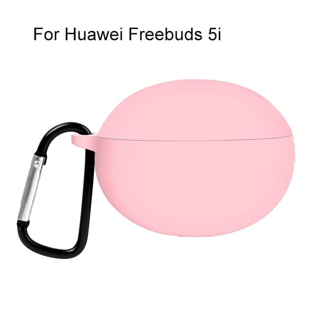 Generic Silicone Case Cover for Huawei FreeBuds 5i (2022) – Protective Case with Keychain (Pink)