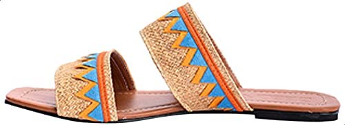 Deeda Faux-Leather Two-Tone Zigzag Detail Double Strap Slide Slippers for Women - Safqqa Egypt