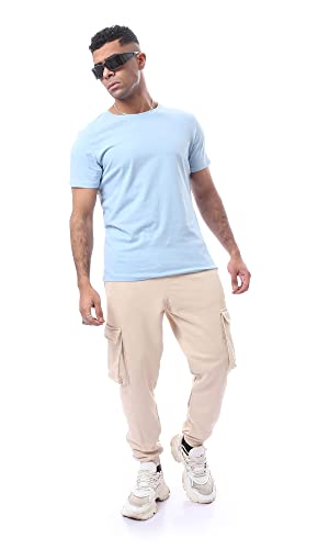 Ravin Men's Ribbed Crew Neck Solid Basic Cotton T-Shirt