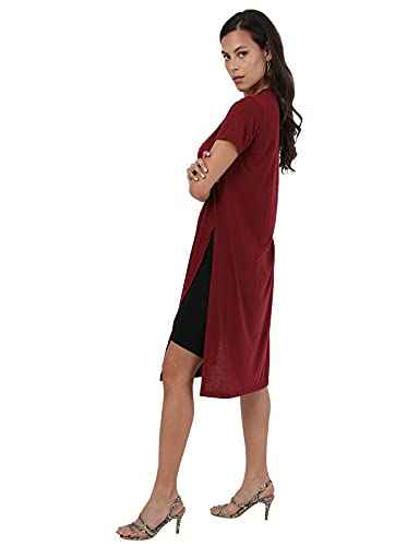 Jamila Cotton Round-Neck Short-Sleeve Side-Slits Longline Top For Women - Safqqa Egypt