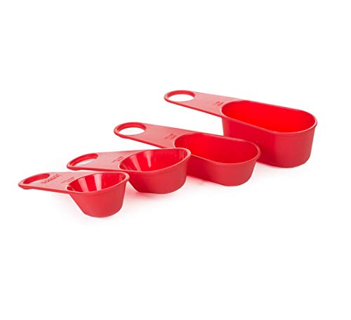 Joseph 4-piece Measuring Cup Set with clip-together handles, Red