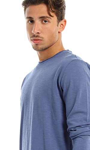 Ravin Men's Soft Plain Round Neck Long Sleeves Basic T-Shirt