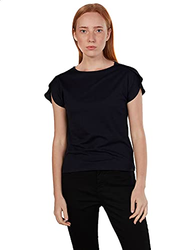 Splash Basic Solid Round-Neck Split Short Sleeves T-shirt For Women - Safqqa Egypt