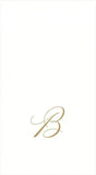مناشف الضيوف من الكتان الورقية الأولية من Caspari Signature Gold - لؤلؤة بيضاء - عبوة من 24 قطعة