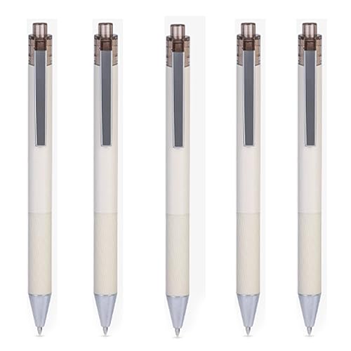 SAFWEL Gel Ink Pen Retractable Pen with Comfortable Grip Barrel Smooth Flowing Ink 0.5mm Black Ink for School Office Home (Color : Beige)