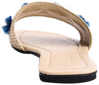 Deeda Faux-Leather Stitched Flower Detail Slide Slippers for Women - Safqqa Egypt