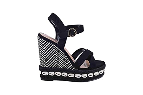 صندل Pixi Suede Shell Detail Cross Strap Wedge للنساء