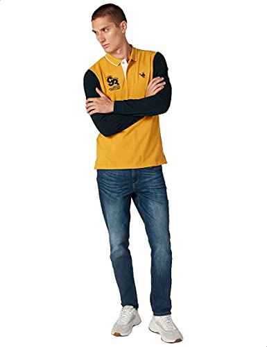 Splash Men's Pullover with Chest Embroidery and Contrast Long Sleeves